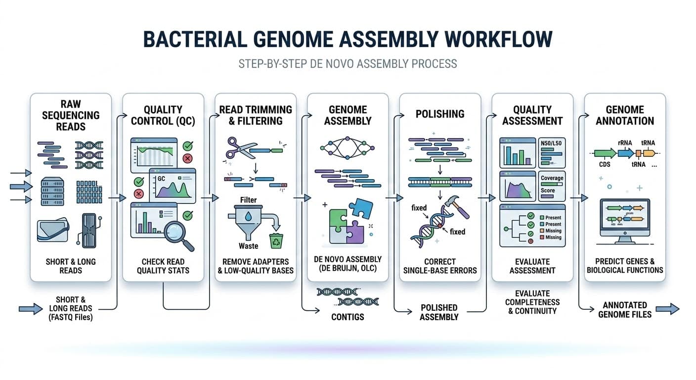 Bacterial genome assembly workflow using Oxford Nanopore sequencing reads